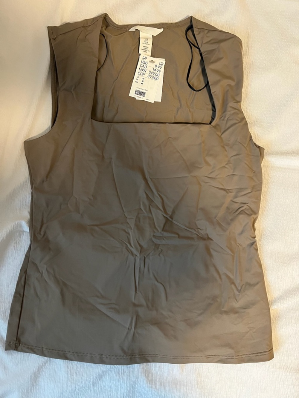 H&M Taupe Square Neck Tank Top